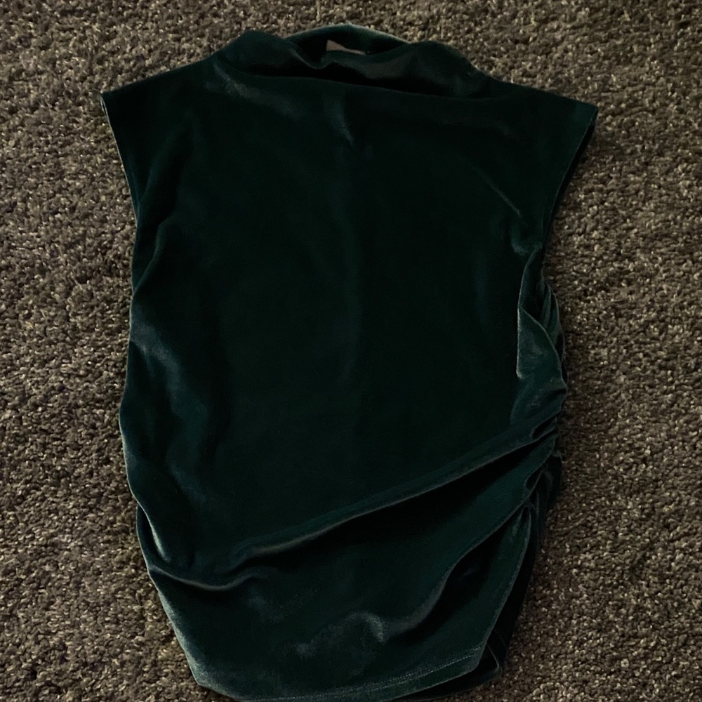 a new day Velvet Sleeveless Ruched Tank Top - Dark Green